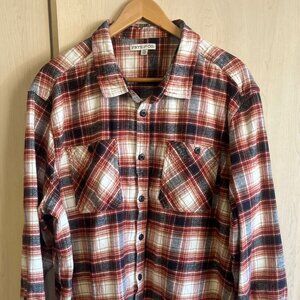 Frye And Co Mens‎ Flannel Brown Plaid Long Sleeve Button Up Shirt Mens Sz 2XL